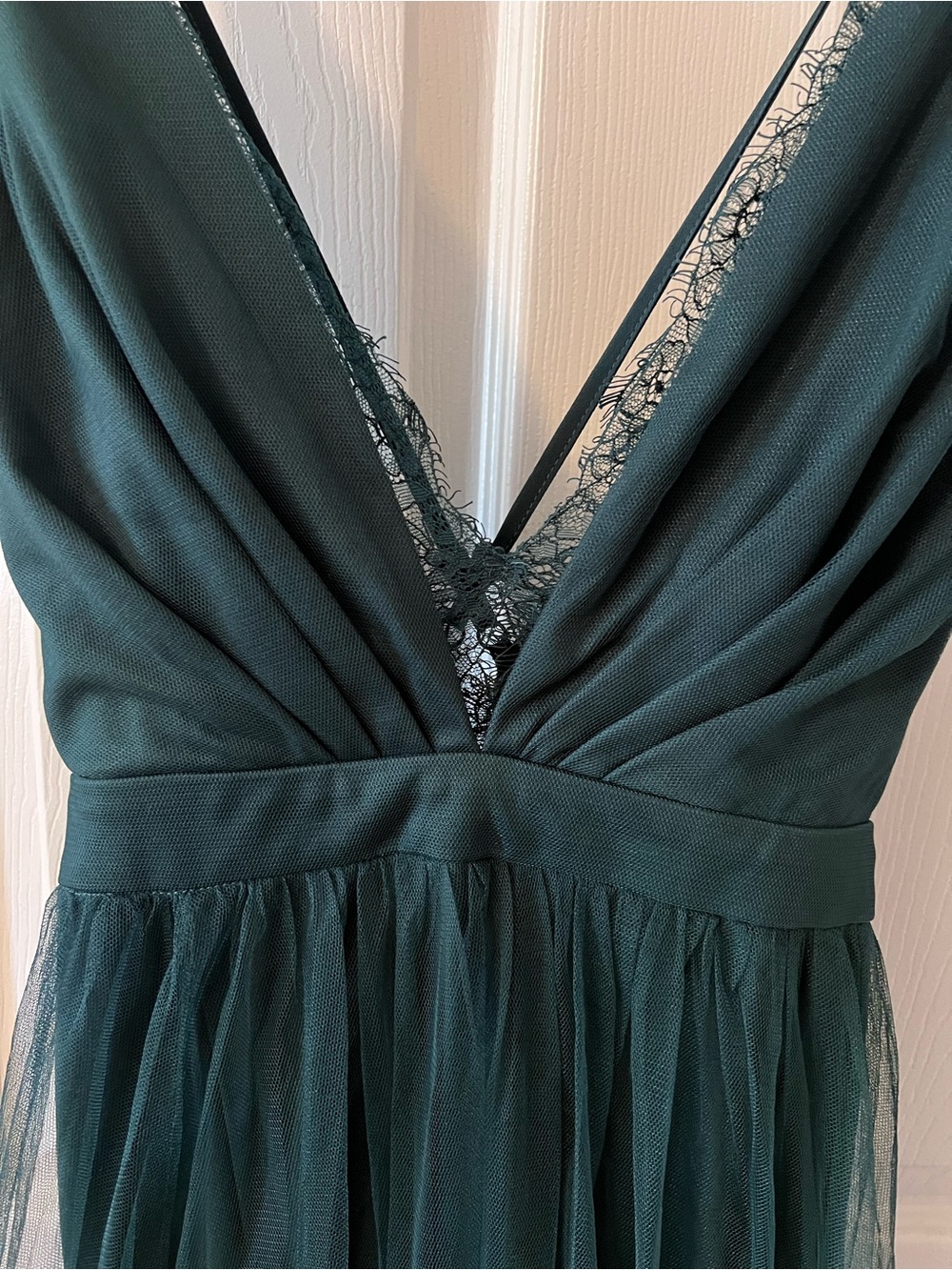Lulus Dress Forever Impressing Dark Green Tulle Maxi Gown Prom Wedding Guest - Picture 5 of 16